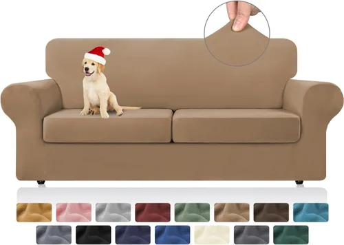 Vista 12 de KEKUOU 4 piezas de fundas elásticas para sofá de 3 cojines, fundas para sofá para mascotas, fundas para sofá lavables, suaves y elásticas, protector