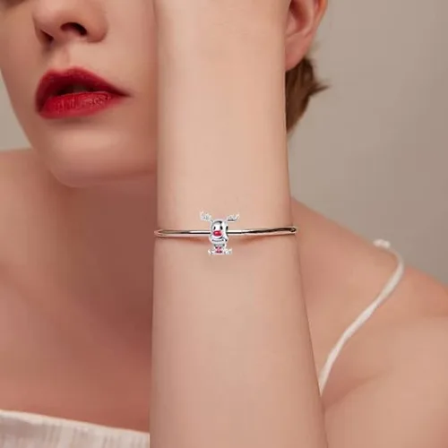 Vista 4 de MZC Jewelry Christmas Snowman Snowflake Reindeer Gingerbread Man Candy Cane Charm Winter Bead for Pandora Bracelets Women Mom Grandma Sister Gift