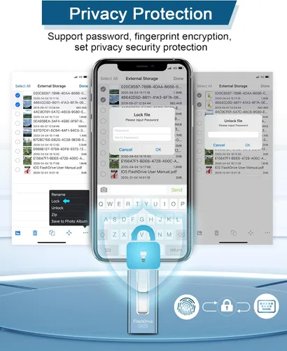 Vista 6 de Unidad flash USB de 256 GB para teléfono y almohadilla, memoria USB externa de alta velocidad para guardar más fotos y videos (azul, 256 GB)