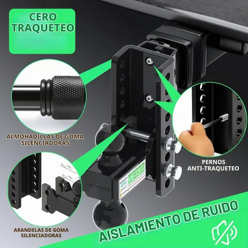 Vista 4 de Enganche de remolque ajustable para receptor de 2 pulgadas, caída