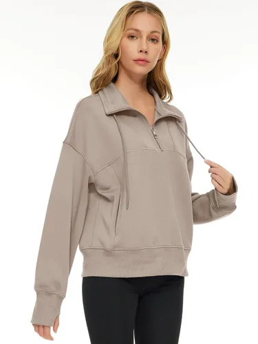Vista 3 de AUTOMET Sudaderas de gran tamaño con capucha de forro polar para mujer, camisas de manga larga, ropa de otoño con bolsillo