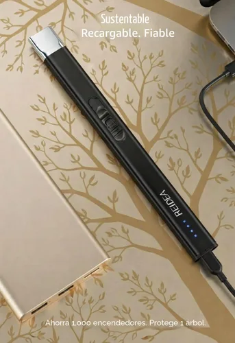 Vista 3 de REIDEA Encendedor eléctrico de regalo para los amantes de las velas, resistente al viento, sin llama, recargable por USB, encendedor retráctil de 1