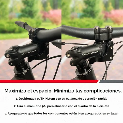 Vista 6 de Tallo plegable de bicicleta – THINstem – Vástago plegable para manillar MTB y carretera – Vástago de bicicleta ajustable para almacenamiento