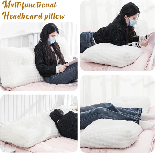 Vista 6 de Wenqik Almohada triangular para cabecero de sofá cama, respaldo de lectura, almohada de cuña con funda extraíble, soporte de espalda para Beige