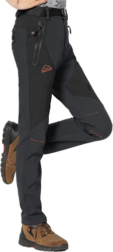 Vista 11 de Rdruko Pantalones de nieve para mujer, impermeables, aislados, con forro polar, térmico, para esquí, senderismo, pantalones de snowboard Verde