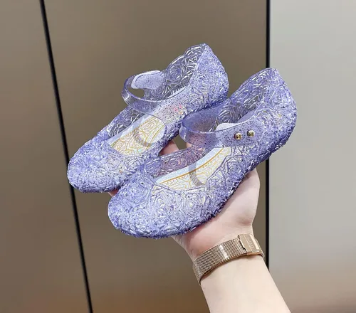 Vista 2 de Sandalias de gelatina para niñas, zapatos de vestir de princesa para niña pequeña, talla 9, fiesta de baile de reina, cosplay, gelatinas, disfraces
