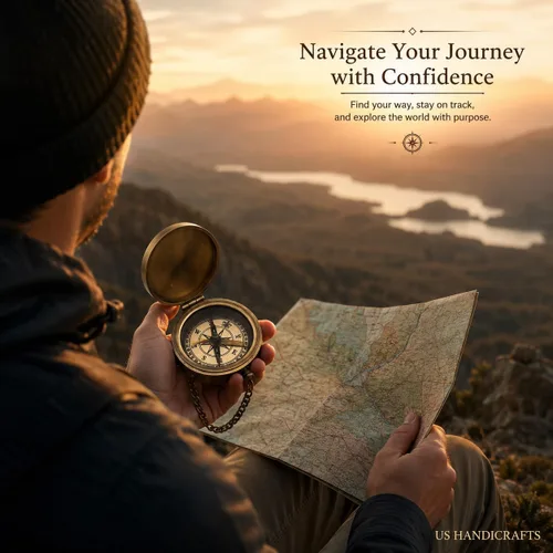 Vista 2 de Compass with Stamped Wooden Case