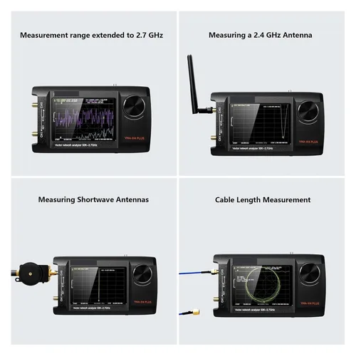 Vista 7 de Spectrum Analyzer, 50KHz to 2.7GHz NanoVNA-H4 Plus VNA Vector Network Analyzer Antenna Supports SD Card 4In IPS LCD Touch Screen(32G Memory Card)