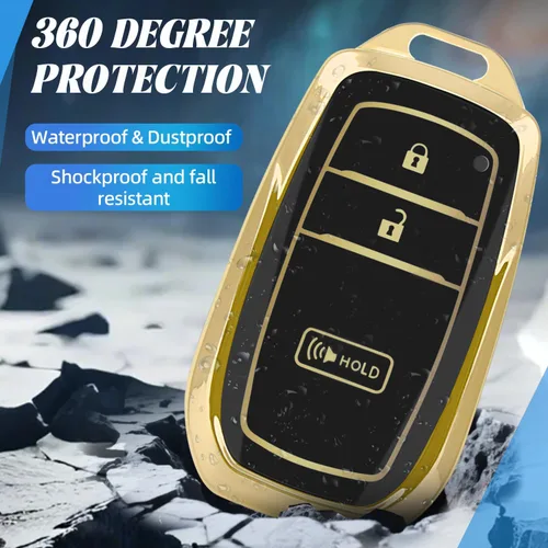 Vista 5 de Funda para llavero de Toyota con 3 botones (oro/negro)