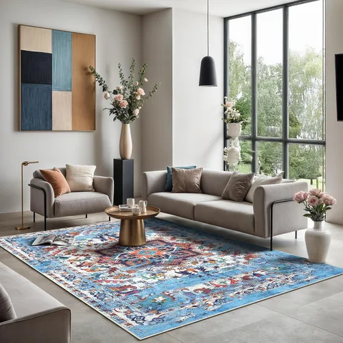 Vista 201 de GLN Rugs Traditional Collection - Alfombra de felpilla lavable a máquina, tradicional lavable, antideslizante, alfombra de felpilla de pelo corto