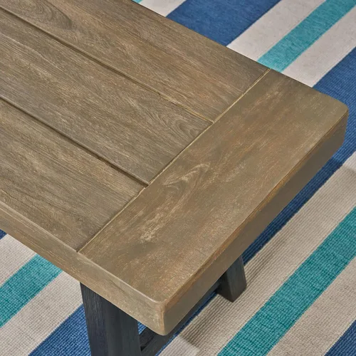 Vista 5 de Christopher Knight Home Toby Outdoor Banco de madera de acacia, acabado gris arenado y negro