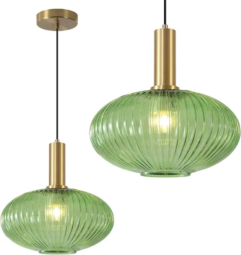 Vista 9 de KCO Lighting Lámpara Colgante Mini de Cristal Ahumado, Accesorio de Iluminación de 1 Luz Oro Cepillado, Luces Colgantes para Isla de Cocina
