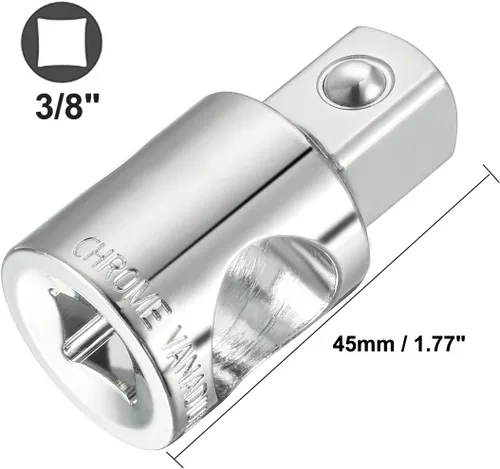 Vista 2 de uxcell 1/2 '' cabeza cuadrada tono plateado mango deslizante trinquete socket adaptador de impacto