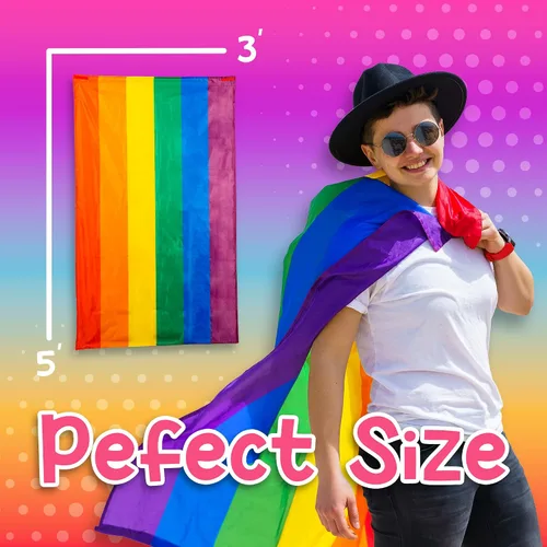 Vista 5 de Windy City Novelties Paquete de 2 capas de orgullo arcoíris de 3 x 5 pies, Arco iris