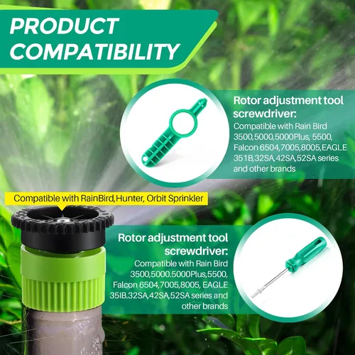 Vista 5 de Kit de herramientas de boquilla de aspersor de 18 piezas compatible con rociadores emergentes RainBird/Hunter, incluye boquilla de arco variable