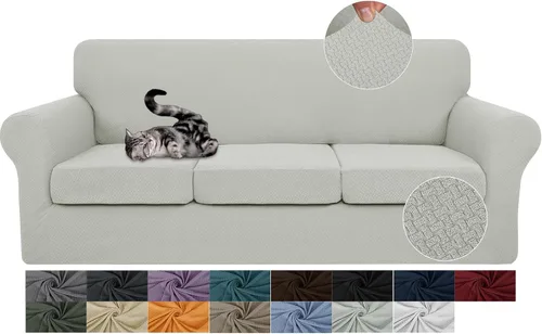 Vista 21 de JIVINER Fundas de sofá de 3 piezas para sofá de 2 cojines, funda elástica para sofá con 2 fundas de cojín de asiento extra grandes, fundas de sofá