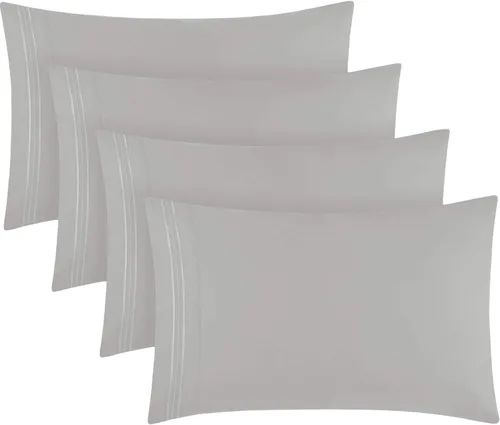 Vista 10 de Mellanni Juego de fundas de almohada, 4 fundas de almohada de la colección Iconic Collection, extra suaves, refrescantes, resistentes a las arrugas
