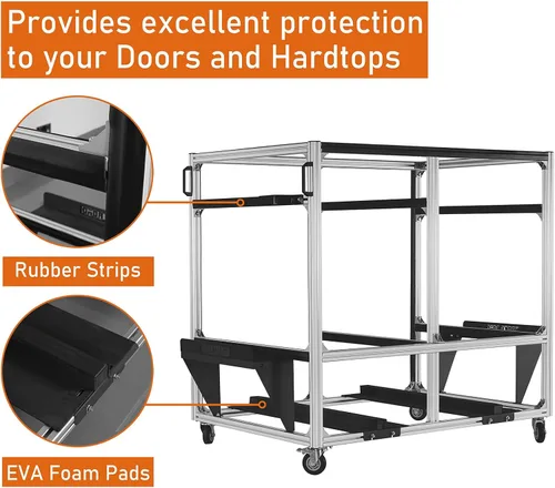 Vista 7 de Hooke Road - Carro de almacenamiento para puerta y tapa dura para Jeep y Ford Bronco Hardtop 4 Doors Holder Rack, Fits 1997-2026 Wrangler TJ JK