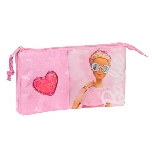 Vista 2 de Portatodo Triple Barbie Girl Rosa 22 x 12 x 3 cm