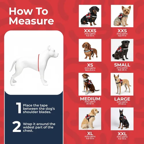 Vista 8 de Arnés de chaleco de entrenamiento para perro de servicio, XXXS 11.5-13 pulgadas, rojo Chaleco duradero y ajustable para perro con correas
