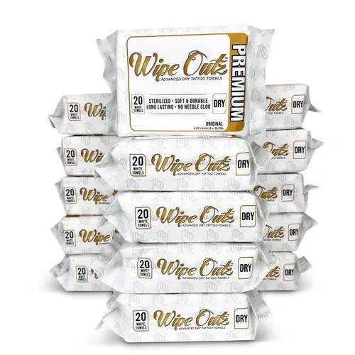 Vista 10 de Wipe Outz Toallas negras para tatuajes – Toallitas secas de alta calidad para tatuajes y cuidados posteriores de PMU – Toallitas suaves