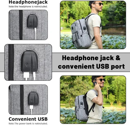 Vista 3 de HFSX Mochila vintage antirrobo, mochila para computadora portátil para hombres y mujeres, mochila de viaje de negocios, mochila universitaria