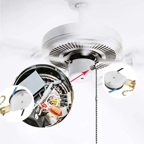 Vista 4 de Xuan MVP ZE-208S Reemplazo del interruptor del ventilador de techo 3 velocidades 4 cadena de tracción de alambre Kit de interruptor de control