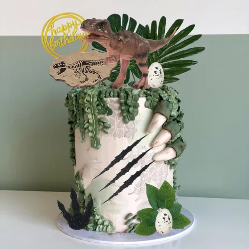 Vista 4 de Decoración para tartas de dinosaurio, garras de dinosaurio de arcilla y marcas de rascar, decoraciones para pasteles para temática de dinosaurios