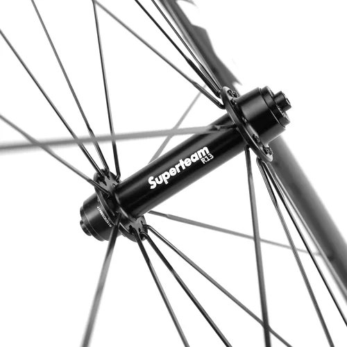 Vista 6 de Superteam - Juego de ruedas para bicicleta de ruta fibra de carbono, 700 C, 50mm ancho 23 terminado mate