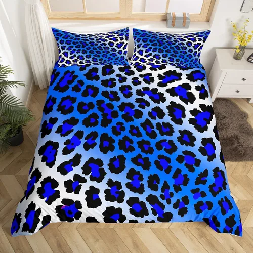 Vista 24 de Feelyou Juego de ropa de cama con estampado de leopardo para niños, tamaño individual, funda de edredón de guepardo safari, funda de edredón de piel