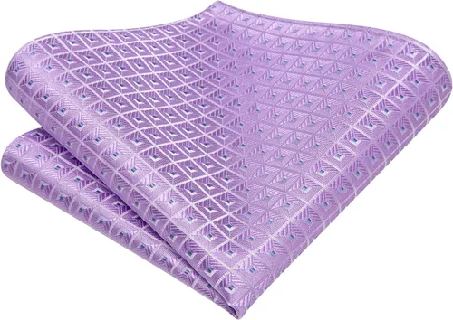 Vista 88 de Hi-Tie Corbata clásica de cachemira para hombre con pañuelo y gemelos a cuadros