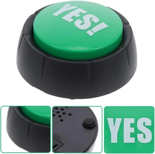 Vista 8 de NUOBESTY Botón de sonido de botón de juguete de botón de botón de utilería Juego de broma de fiesta Botones de voz Botón de juguete - Botón verde Sí