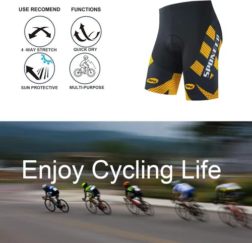 Vista 3 de sponeed Pantalones cortos de ciclismo para hombre pantalones acolchados para equitación ropa de ciclismo y ciclismo