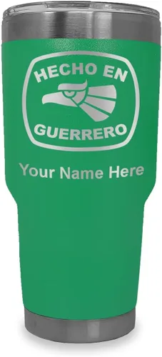 Vista 30 de LaserGram Vaso aislado al vacío de 20 onzas, hecho en Guerrero, grabado personalizado incluido (negro)