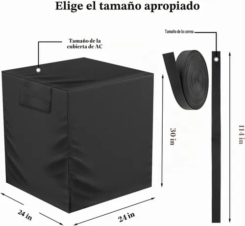 Vista 3 de Cubierta de Aire Acondicionado para Unidades Exteriores con Correas Resistentes al Viento y Hebillas Reforzadas 420D Cubiertas Cuadradas de CA