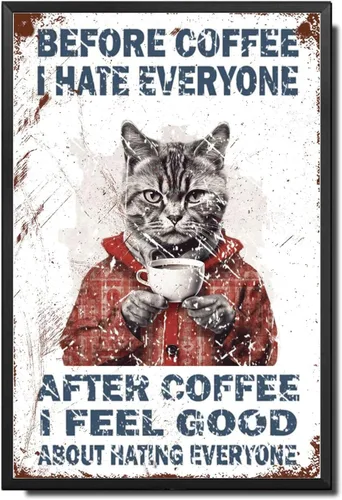 Vista 11 de Lygond Letrero de metal con texto en inglés «Bear That's What I Do I Drink Coffee I Hate People and I Know Things», decoración de invernadero