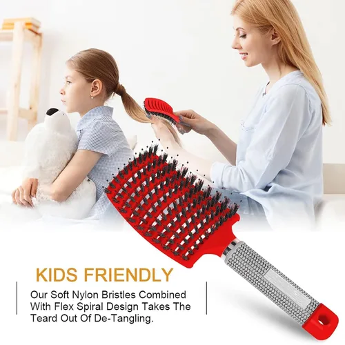 Vista 3 de Cepillo desenredante mágico, cepillo ultra desenredante, para desenredar en húmedo o seco, para hombres, mujeres y niños, cepillo de pelo curvado
