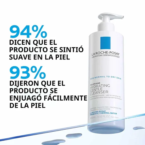 Vista 4 de La Roche-Posay Toleriane - Limpiador facial suave e hidratante, limpiador facial hidratante con niacinamida + ceramidas, lavado facial diario