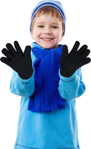 Vista 5 de SATINIOR 3 pares de guantes de invierno de forro polar para niños, guantes de dedos completos cálidos para niños y niñas, suministros de actividades