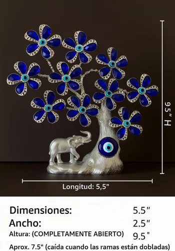 Vista 3 de Betterdecor Árbol de ojo turco azul malvado elefante de la suerte decoración del hogar -T09 (azul)