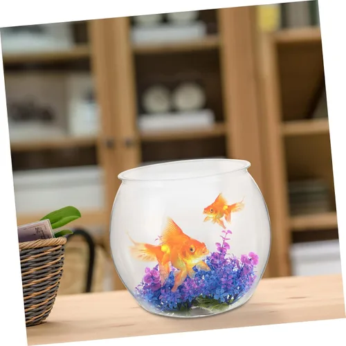 Vista 4 de Angoily Tanque de peces dorado transparente de 7.8 pulgadas, decoración de acuario de plástico transparente para pequeños peces betta, peces