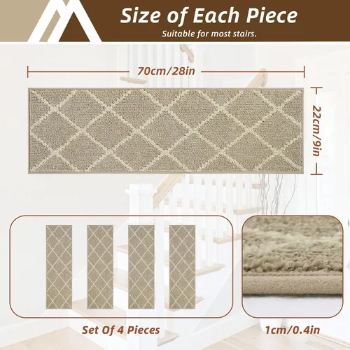 Vista 2 de COSY HOMEER Peldaños de escalera para peldaños de madera de 9 x 28 pulgadas, alfombras antideslizantes, pelar y pegar para interiores para niños