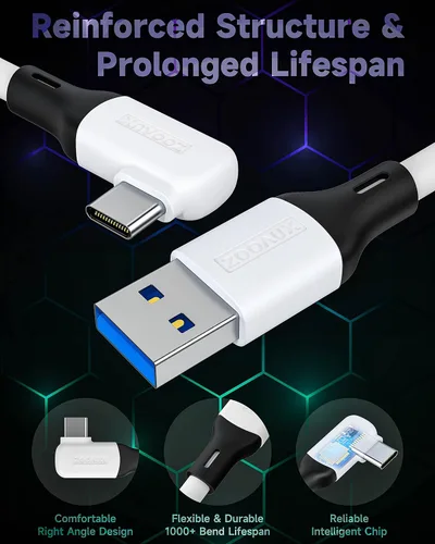 Vista 4 de ZOOAUX Cable de enlace de 16 pies compatible con accesorios MetaOculus Quest 2 y PCSteam VR, carga rápida y transferencia de datos de PC, cable USB