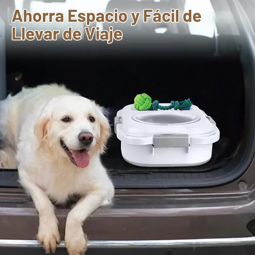 Vista 6 de Contenedor de almacenamiento de alimentos para perros, 10 a 20 libras, hermético, plegable, con ruedas acoplables, asa portátil, cuchara de comida