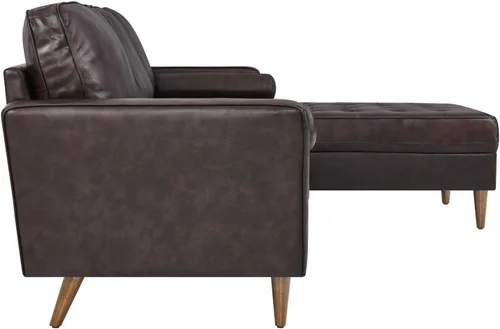 Vista 5 de Modway Valour - Sofá modular de cuero de estilo moderno de 98 pulgadas en color marrón