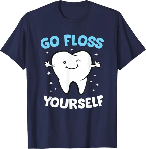 Vista 79 de Camiseta higienista dental, asistente dental, Go Floss Yourself dentista, Negro, S