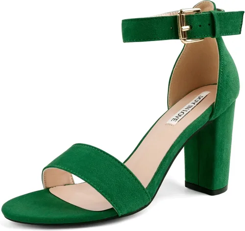 Vista 2 de JOY IN LOVE Sandalias de tacón alto con correa al tobillo para mujer de 3.5 pulgadas
