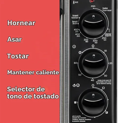 Vista 7 de Horno tostador a convección Black + Decker, 8 rebanadas, extra-amplio, para mesada, Acero inoxidable/Negro