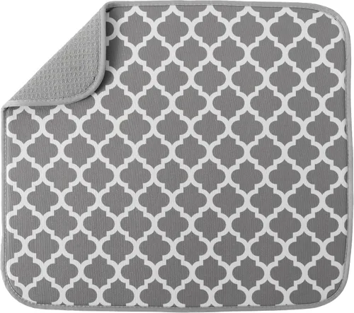 Vista 30 de S&T INC. Tapete de microfibra para secado de platos, reversible y absorbente para cocina, de 16 x 18 pulgadas, color negro