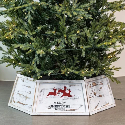 Vista 11 de HarcoHome Collar de Árbol de Navidad de Metal con Copo de Nieve 3D Auténtico, Base de Hierro Hexagonal Resistente para Árbol de Lápiz, Anillo
